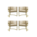 Ver imagem 1 de Kit 4 Poltrona Reforçadas Decorativa Sala de Estar Carla Base Ferro Dourada Suede Bege