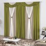 Cortina Casa Dona Verde Musgo em Malha com Detalhe de Voil 250x300cm - 1