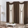 Cortina Casa Dona Tabaco em Malha com Detalhe de Voil 250x300cm - 4