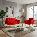 Ver imagem 1 de Kit Namoradeira e Poltrona Decorativa para Sala Recepção Manicure Consultório Alice Tecido Suede