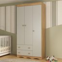 Ver imagem 1 de Guarda-roupa Infantil 92cm 3 Portas e 2 Gavetas Realeza Multimóveis Mp4452 Madeirado/off White