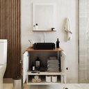 Ver imagem 2 de Gabinete Arm Banheiro Deli 2 Portas com Cuba Oxford Preta Branco Carrara Nature