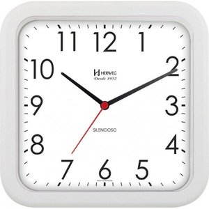 Relógio de Parede Quadrado Branco Herweg Silencioso 66004102