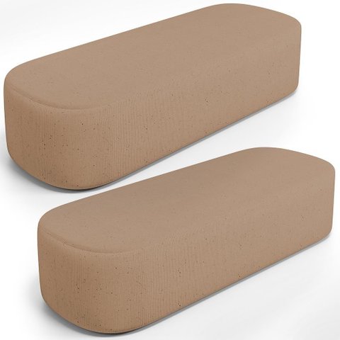 Kit 02 Puffs Decorativos Orgânicos para Living Quarto 140cm Doha W01 Linho Bege Escuro - Lyam Decor