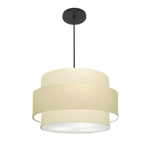 Lustre para Sala de Jantar Vivare Md-4394 Cúpula em Tecido 50cm Algodão-crú 127/220v