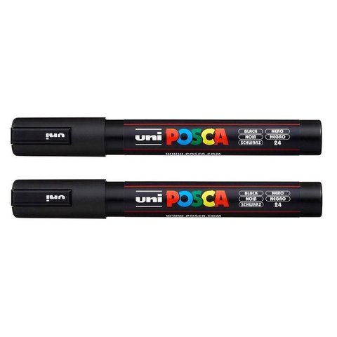 Caneta Marcadora Posca Pc-5m Preta 2 Unidades - Uni