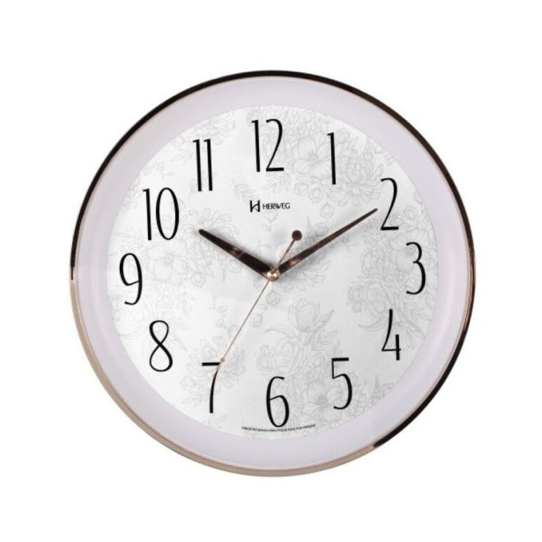 Relógio Parede 35 cm Silencioso Dourado Redondo Herweg 6810S