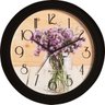 Relógio Parede 28cm Silencioso Preto Flores Herweg 660055S - 1