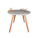 Ver imagem 1 de Mesa Jantar Pés Palitos Tampo Redondo Vidro Laqueado 80cm Off White