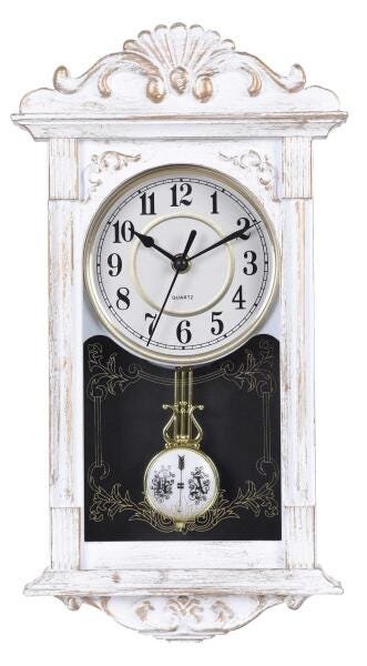 Relógio de Parede Retangular Pendulo Ativo Branco Vintage - 1