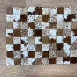 Passadeira Capacho 70x40cm em Couro Marrom Malhado Quadriculado - 3