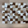 Passadeira Capacho 70x40cm em Couro Marrom Malhado Quadriculado - 3