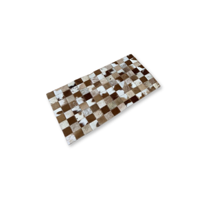 Passadeira Capacho 70x40cm em Couro Marrom Malhado Quadriculado