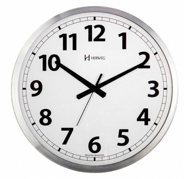 Relógio Silencioso Parede 40cm Branco Alumínio Herweg 6713s - 1