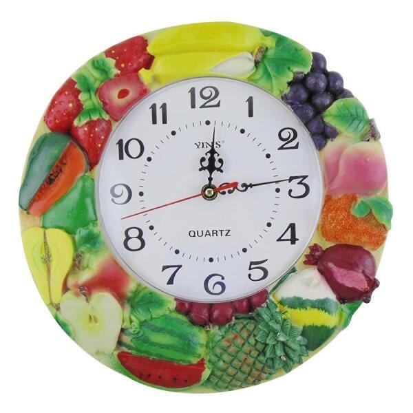 Relógio De Cozinha Em Resina Com Frutas Tropicais - 1