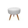Puff Puff Decorativo Lavínia Redondo Suede Branco Pés Palito Madeira Ms Decor - 1