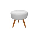 Ver imagem 1 de Puff Puff Decorativo Lavínia Redondo Suede Branco Pés Palito Madeira Ms Decor
