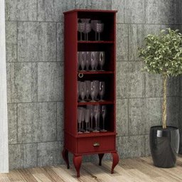 Cristaleira Classica 1 Porta e 1 Gaveta - Vermelho - Movelbento - 1