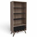 Ver imagem 1 de Cristaleira 2 Portas com Garrafeiro - Rustico/Preto - Movelbento