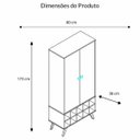 Ver imagem 2 de Cristaleira 2 Portas com Garrafeiro - Rustico/Preto - Movelbento