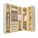 Ver imagem 3 de Guarda-Roupa Modulado Lúmine 6 Portas 4 Gavetas com Vidro e LED 100% MDF Off White - Pnr Móveis