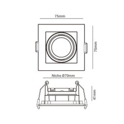 Mini Spot Dicroica de Embutir Recuado Quadrado Led 3,5w - 3