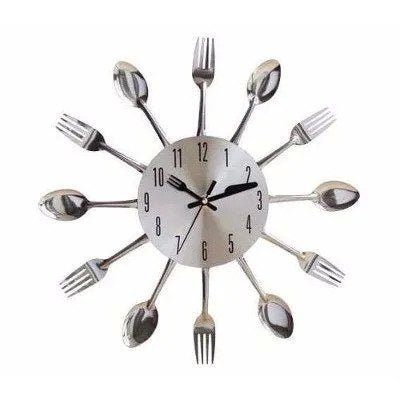 Relógio Parede para Cozinha Eletronico Formato de Talheres Grande 37cm - 2