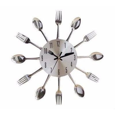 Relógio Parede para Cozinha Eletronico Formato de Talheres Grande 37cm - 1