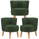 Ver imagem 1 de Kit 3 Cadeiras Estofadas para Sala de Espera Tecido Veludo Aconchegante Pés de Madeira Resistente