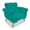 Kit 2 Poltrona Cadeira Decorativa Capitonê Berlim Suede Azul Turquesa Sala Quarto Recepção Luxo Pés - 3