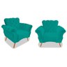 Kit 2 Poltrona Cadeira Decorativa Capitonê Berlim Suede Azul Turquesa Sala Quarto Recepção Luxo Pés - 1