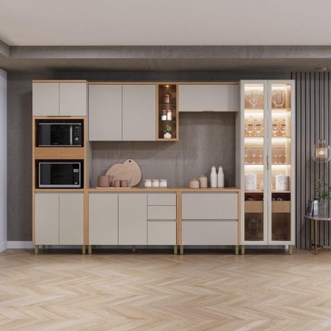 Cozinha Modulada Allure Linea Brasil 6 Peças A02m5 Jequitiba/gris Fosco