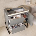 Ver imagem 2 de Gabinete para Banheiro Lavínia 80 Avelã com Pés Preto Fosco LED Fabribam