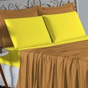 Ver imagem 3 de Jogo de Cama Casal Viúva Nobre 4 Peças Malha 100% Algodão - Cobre / Amarelo