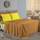 Ver imagem 1 de Jogo de Cama Casal Viúva Nobre 4 Peças Malha 100% Algodão - Cobre / Amarelo