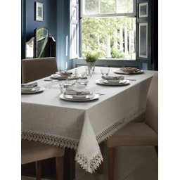 Toalha de Mesa Retangular 6P Jolitex -Luxo Rendada Delhi Branco - 1