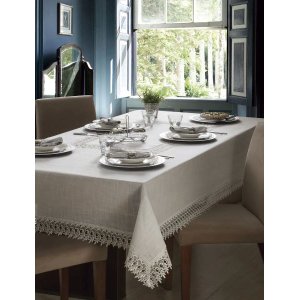 Toalha de Mesa Retangular 6P Jolitex -Luxo Rendada Delhi Branco