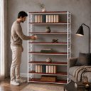 Ver imagem 3 de Estante Multiuso Organizador Livreiro Estilo Industrial 180x140 Branco Mogno