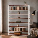 Ver imagem 1 de Estante Multiuso Organizador Livreiro Estilo Industrial 180x140 Branco Mogno