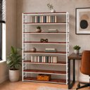 Ver imagem 2 de Estante Multiuso Organizador Livreiro Estilo Industrial 180x140 Branco Mogno
