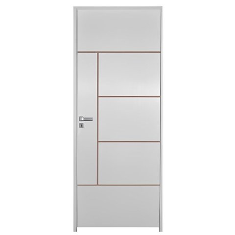 Porta de Madeira Semi-oca Primer Atenas Frisada Bat.11 Cm Eco Fech. Ext Modena. -210x72 Lado Direito
