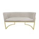 Ver imagem 4 de Namoradeira Poltrona Decorativa Luana Suede Bege com Base Dourada - Fm