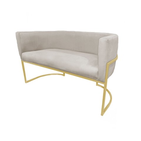 Namoradeira Poltrona Decorativa Luana Suede Bege com Base Dourada - Fm