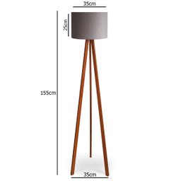 Luminária Abajur de Chão Tripé Tradicional com Cúpula de Tecido Cinza - 2