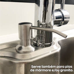 Dispenser Dosador Detergente Inox 304 de Embutir 350ml Bancada Cozinha Porta Sabonete Sabao Líquido - 3