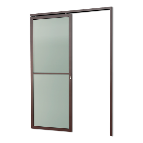 Porta de Correr Suspensa Vidrao Dir L.25 Marrom Corten 210x100 Brimak