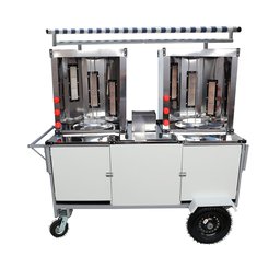 Carrinho Churrasco Branco Grego Duplo com Rodas Pneumáticas e Toldo - 1
