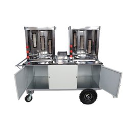 Carrinho Churrasco Branco Grego Duplo com Rodas Pneumáticas e Toldo - 3