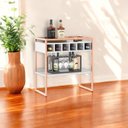 Ver imagem 1 de Aparador Adega Bar Branco/cobre com Prateleira e Nichos para Vinhos - Pleno