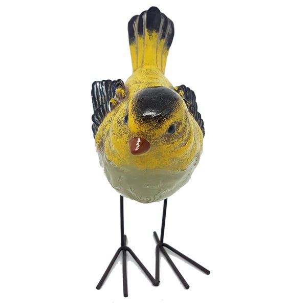 Enfeite de jardim pássaro pés de ferro amarelo - 2